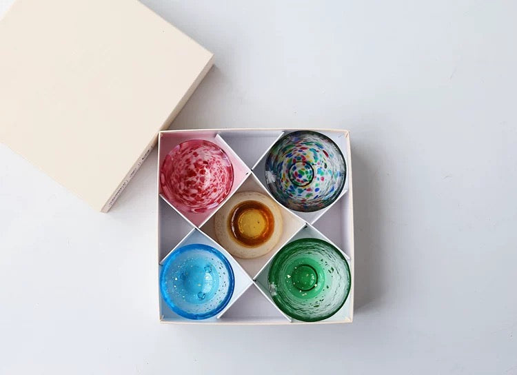 Tsugaru Colored Glass Sake Cup Collection