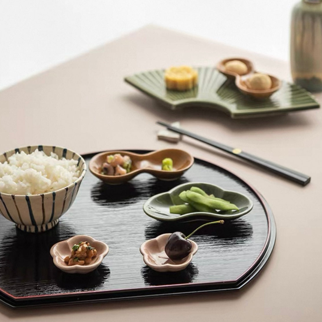 Japanese Lacquerware Half-Moon Tray
