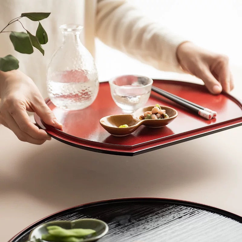 Japanese Lacquerware Half-Moon Tray