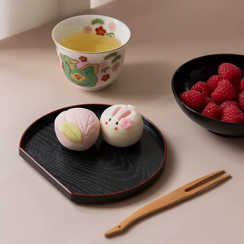 Japanese Lacquerware Half-Moon Tray