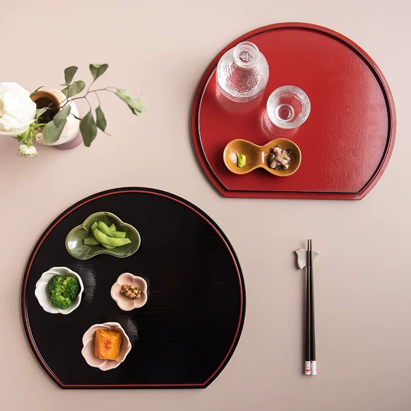 Japanese Lacquerware Half-Moon Tray