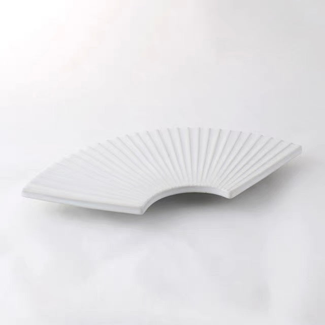 Japanese Fan-Shaped Ceramic Plate