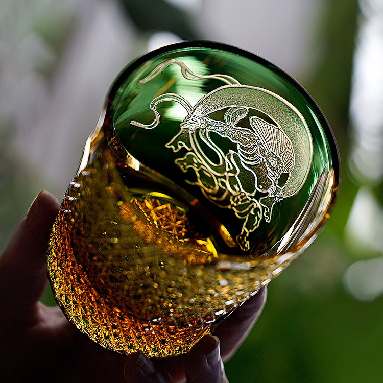 Edo Kiriko Handcrafted Fujin Whisky Glass – A Tempest of Elegance in Crystal