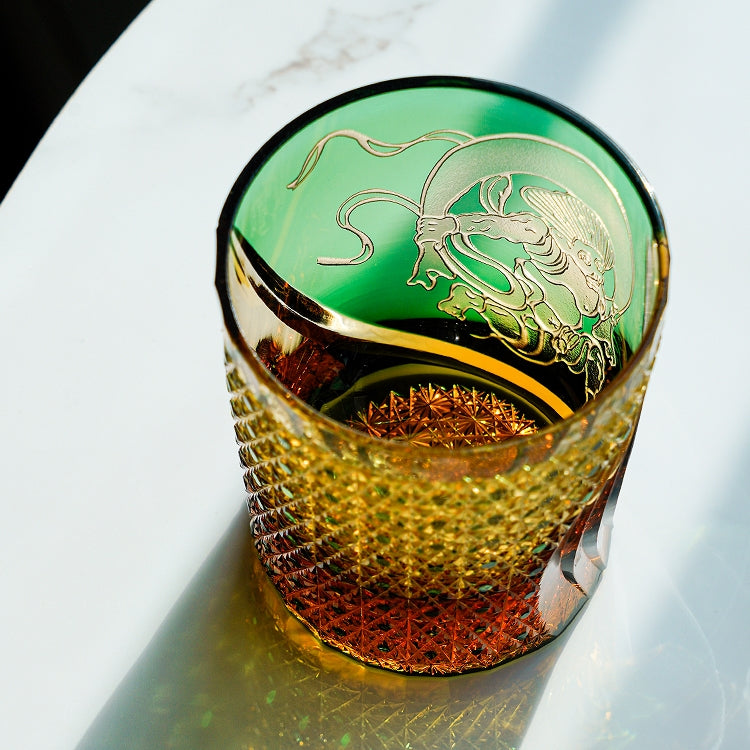 Edo Kiriko Handcrafted Fujin Whisky Glass – A Tempest of Elegance in Crystal