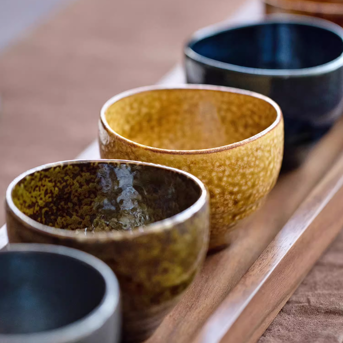 Mino Ware "Autumn Harmony" Tea Cup Set of Five – A Celebration of Seasonal Beauty