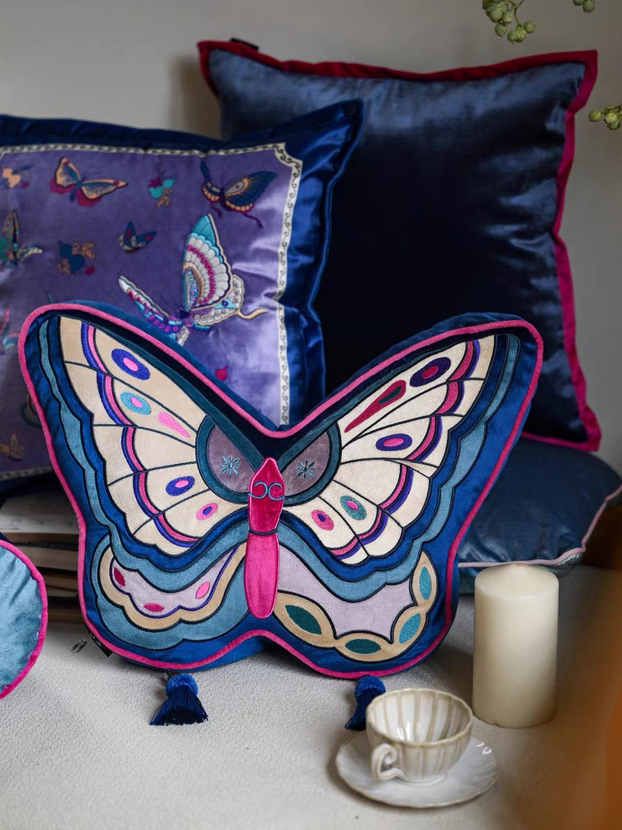 Qingdie Embroidered Butterfly Cushion