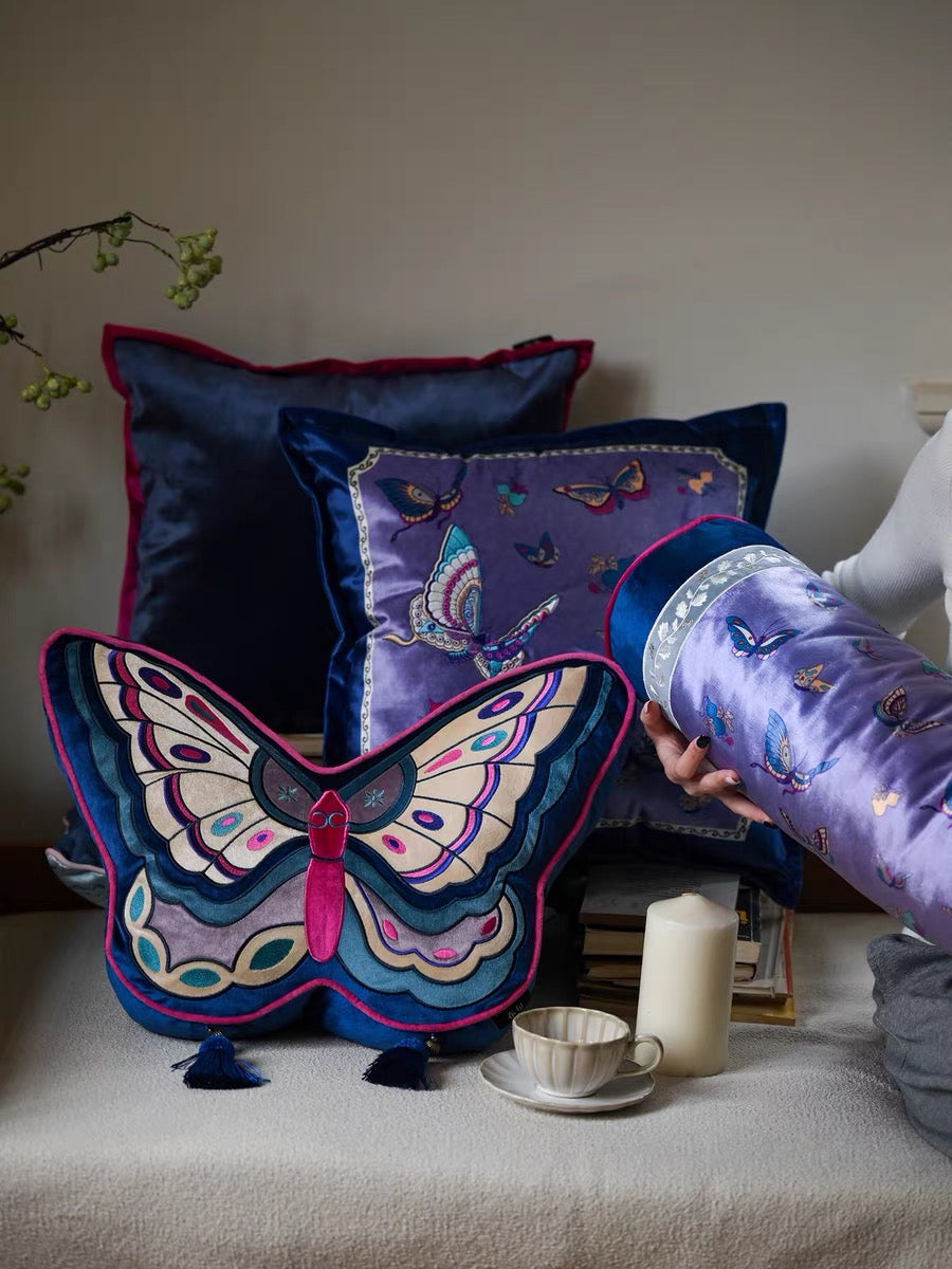Qingdie Embroidered Butterfly Cushion