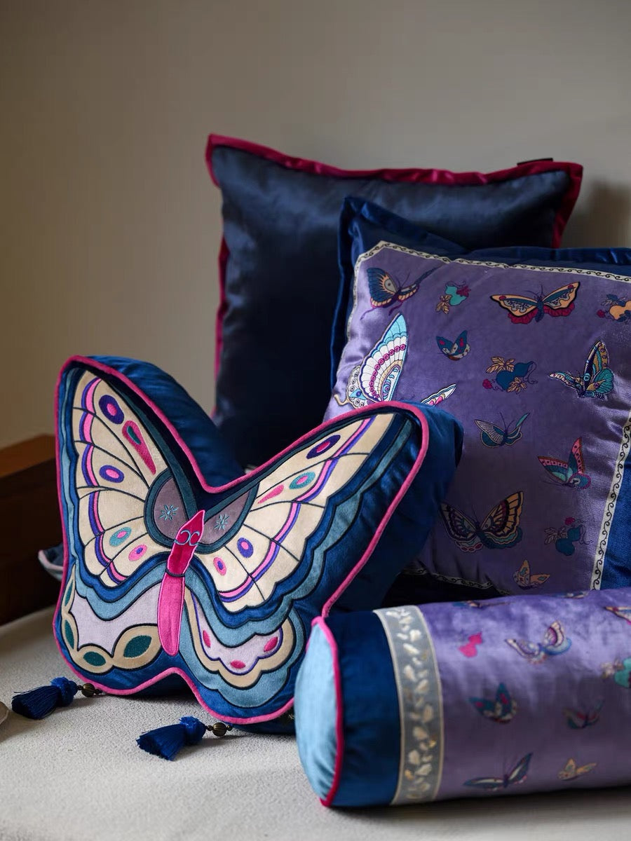 Qingdie Embroidered Butterfly Cushion