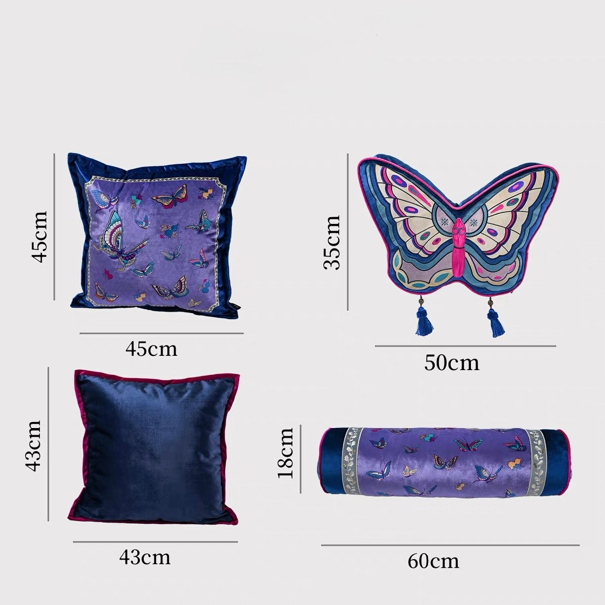 Qingdie Embroidered Butterfly Cushion