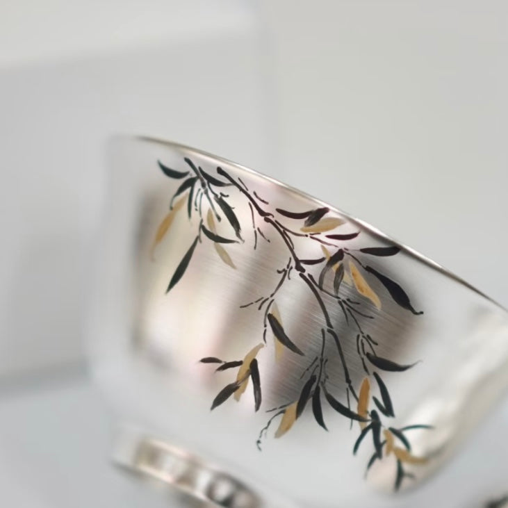 Handmade Silver-Gilded Bamboo Gaiwan