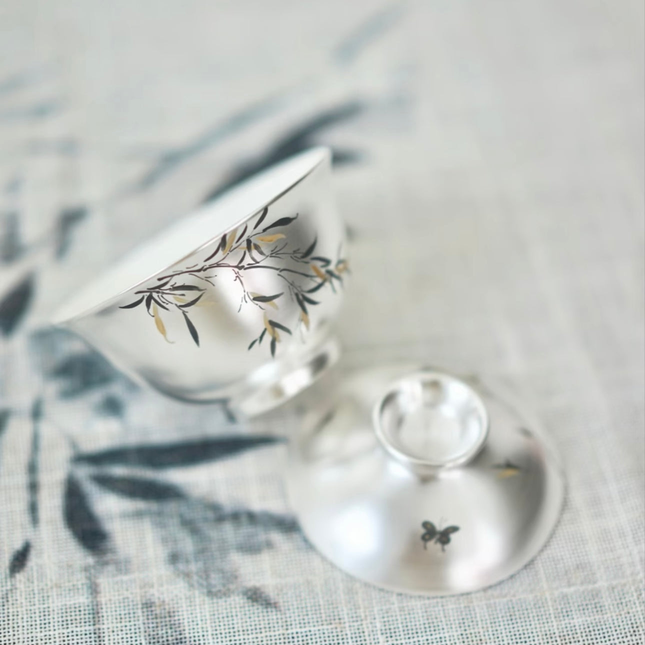 Handmade Silver-Gilded Bamboo Gaiwan