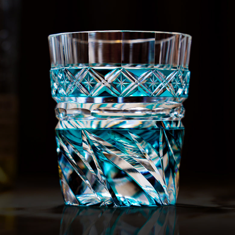 Edo Kiriko Handcrafted Aozora Kaze Whisky Glass – A Breeze of Serenity in Crystal