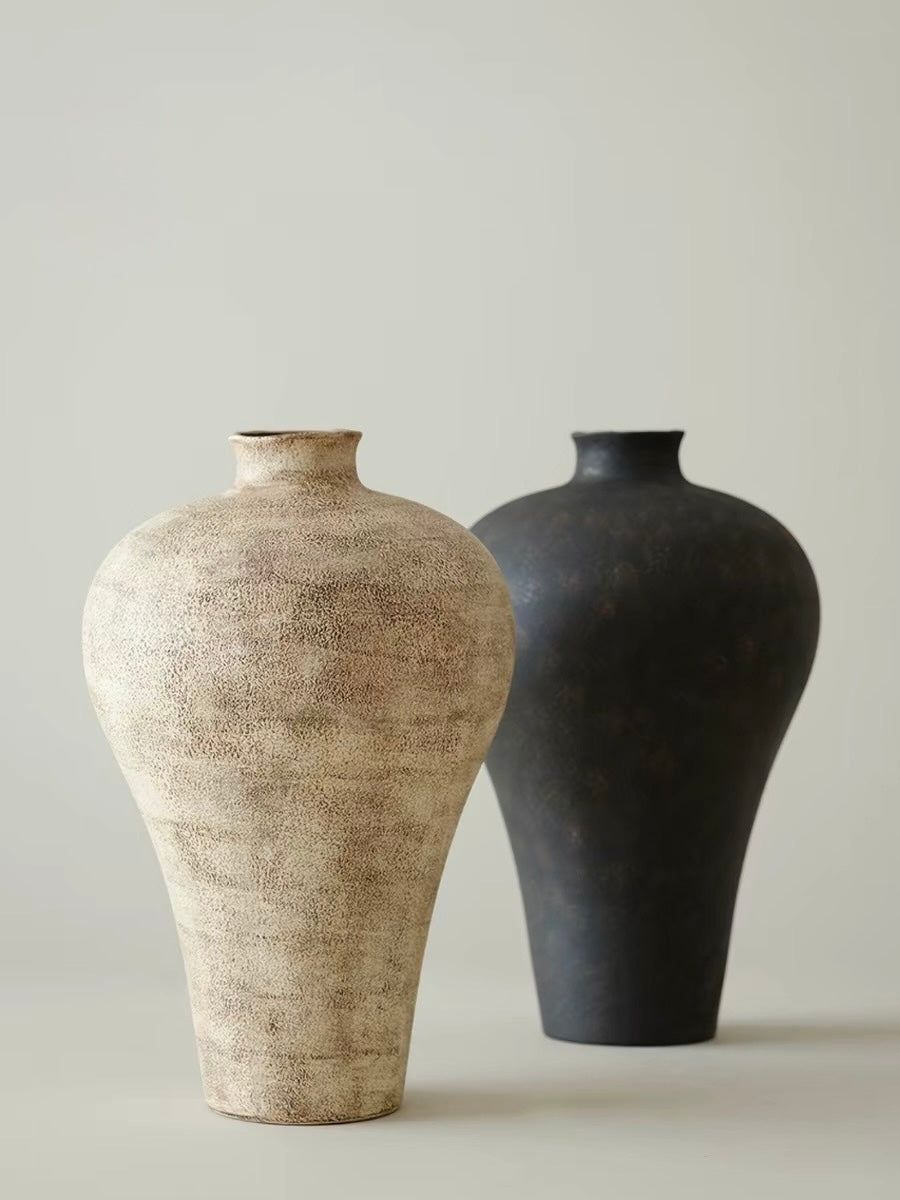Handcrafted Stone Texture Kohiki Vase | Large Wabi-Sabi Ceramic