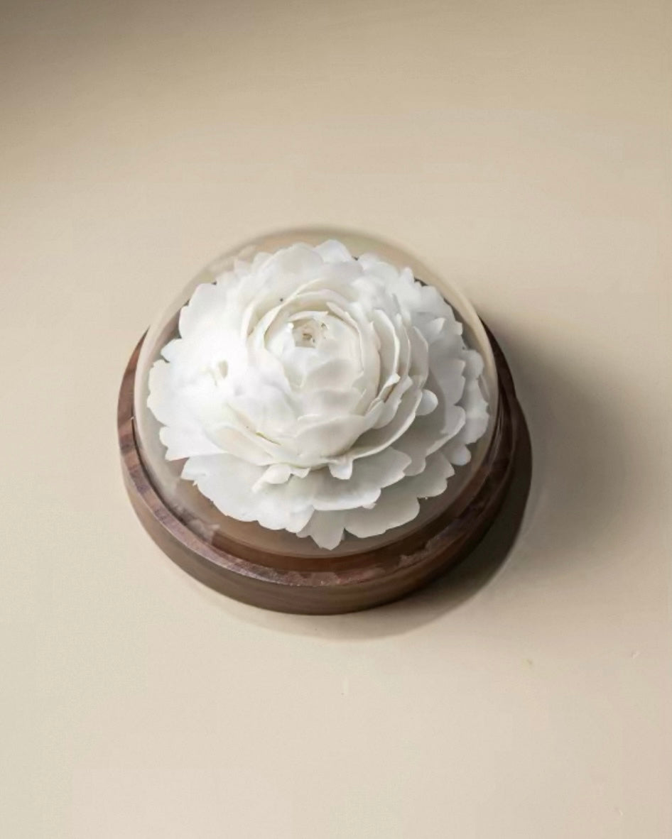Handcrafted White Peony Ceramic Incense Holder and Aroma Diffuser
