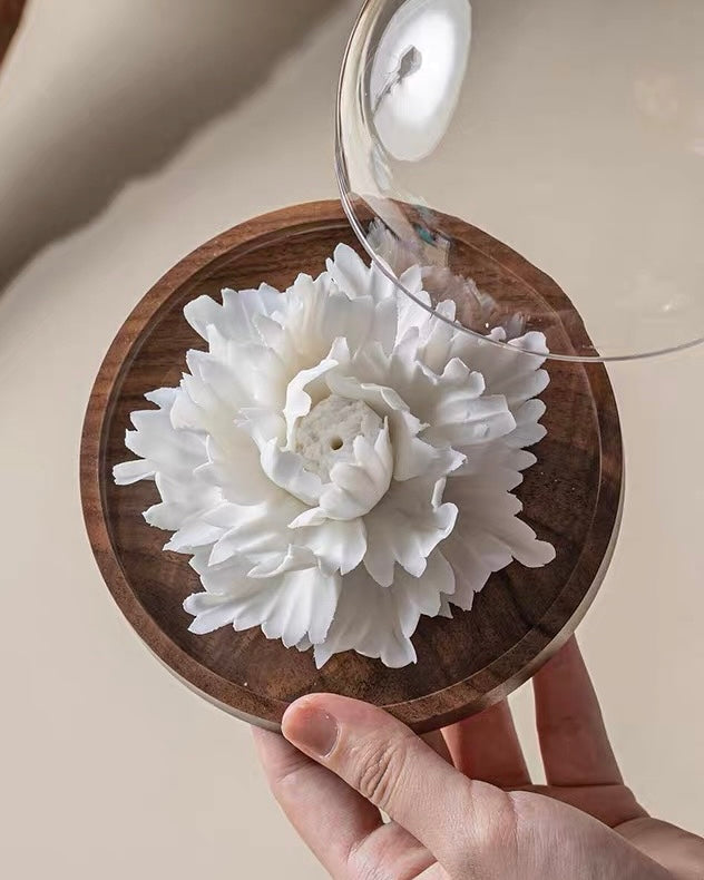 Handcrafted Jade Porcelain Peony Incense Holder and Ceramic Flower Diffuser