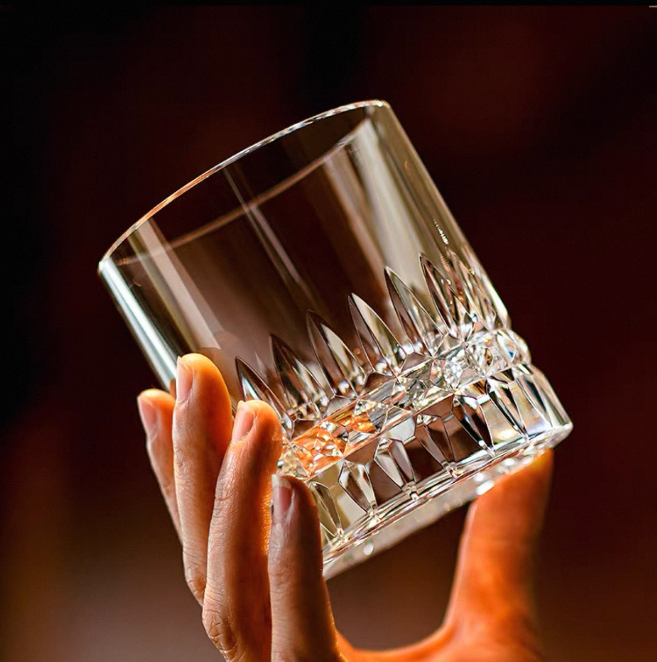 Edo Kiriko Crystal Royale Whisky Glass with Wooden Box – A Regal Expression of Japanese Craftsmanship