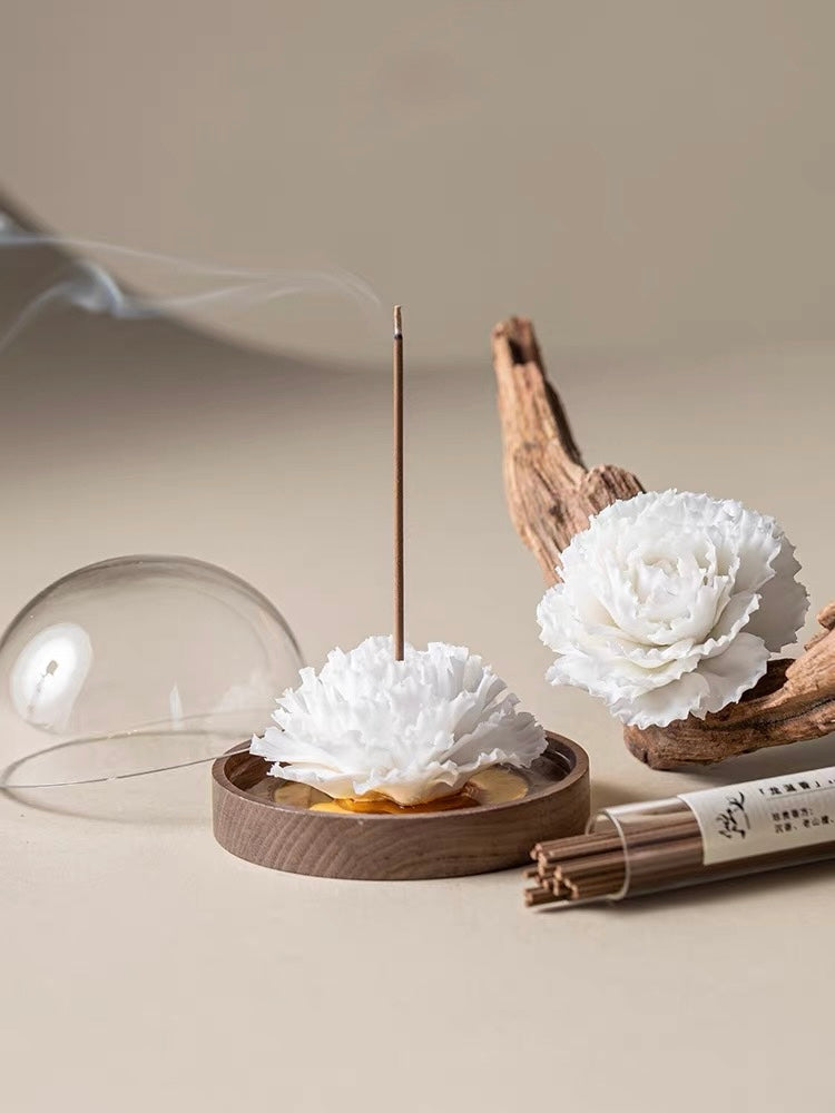 Handcrafted Dehua Blanc de Chine Carnation Incense Holder – A Bloom of Everlasting Grace