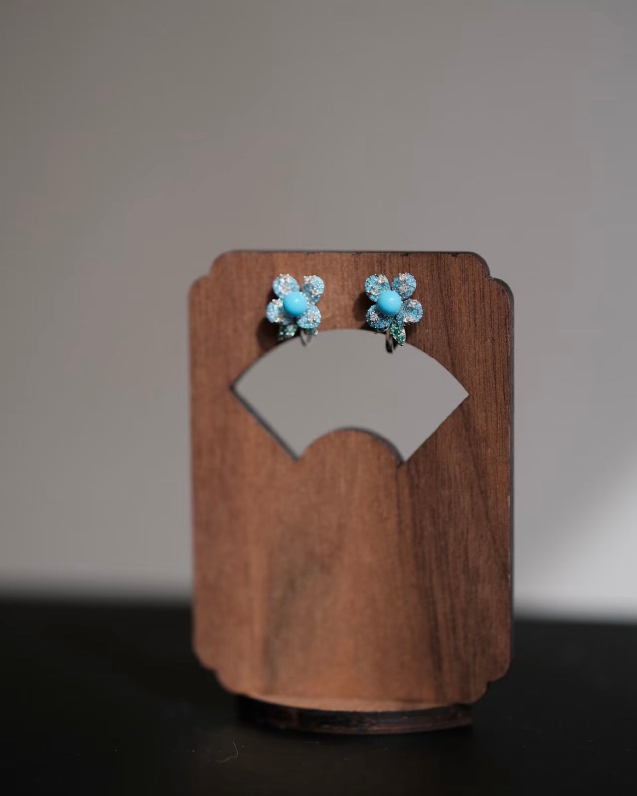 High-Porcelain Blue Turquoise Pavé Earrings | Artisan Cluster Studs