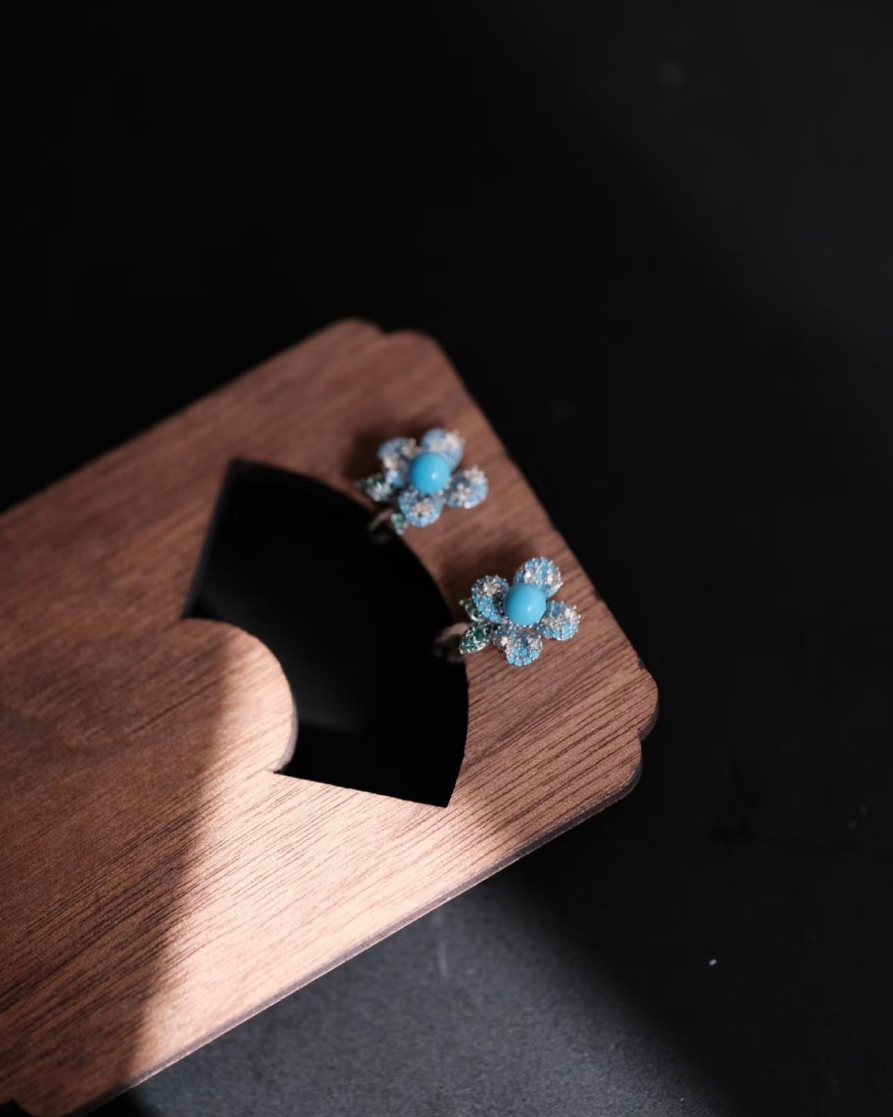 High-Porcelain Blue Turquoise Pavé Earrings | Artisan Cluster Studs