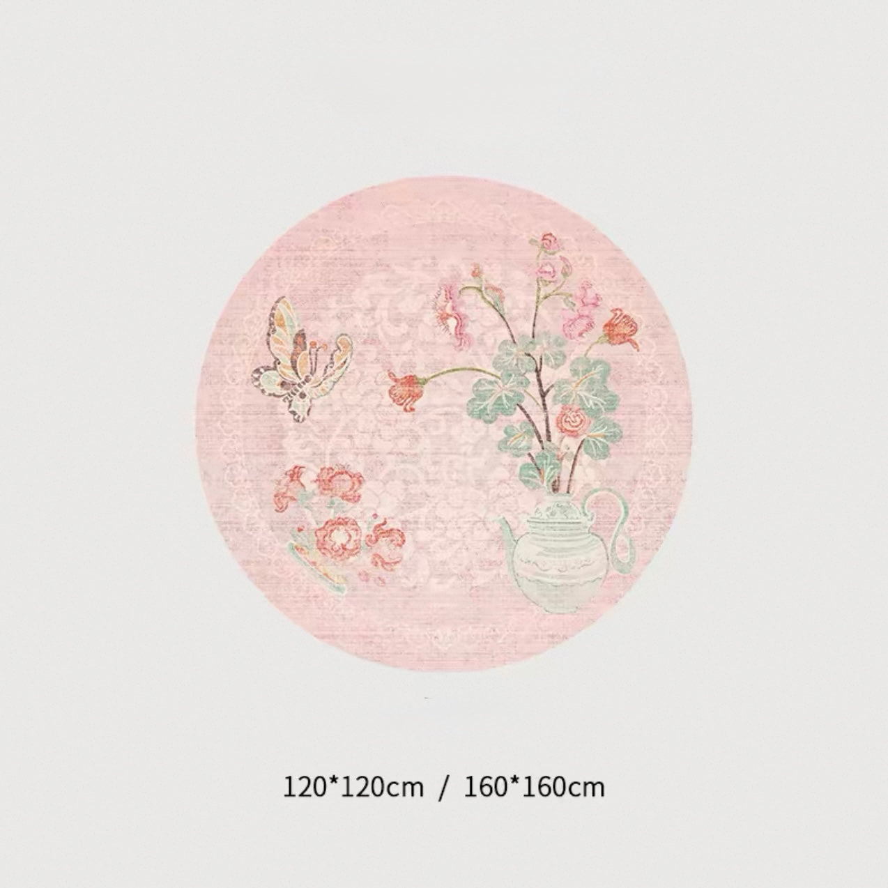 Vintage Butterfly and Blossom Round Rug – A Romantic Bloom of Timeless Elegance