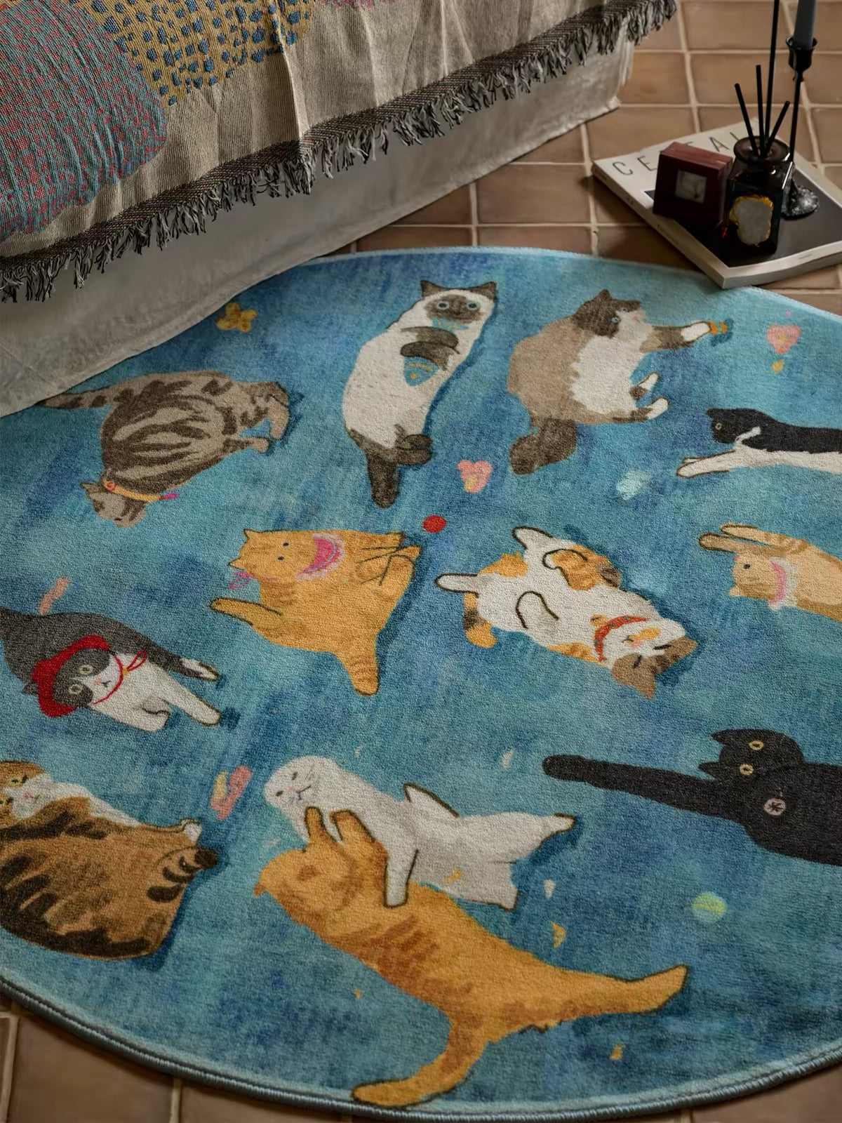 Dopamine Cat Round Rug – A Playful Haven of Comfort and Charm
