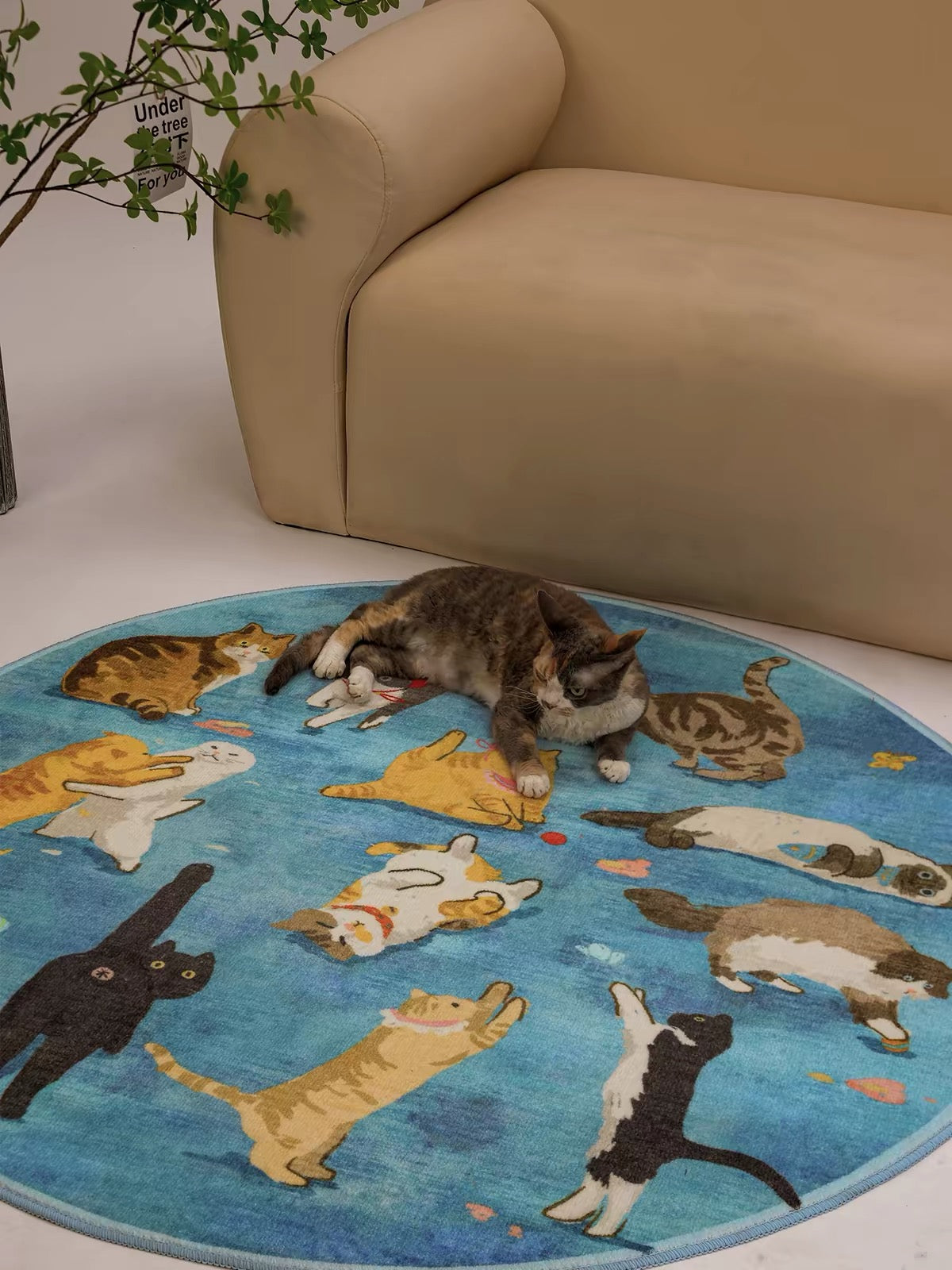 Dopamine Cat Round Rug – A Playful Haven of Comfort and Charm
