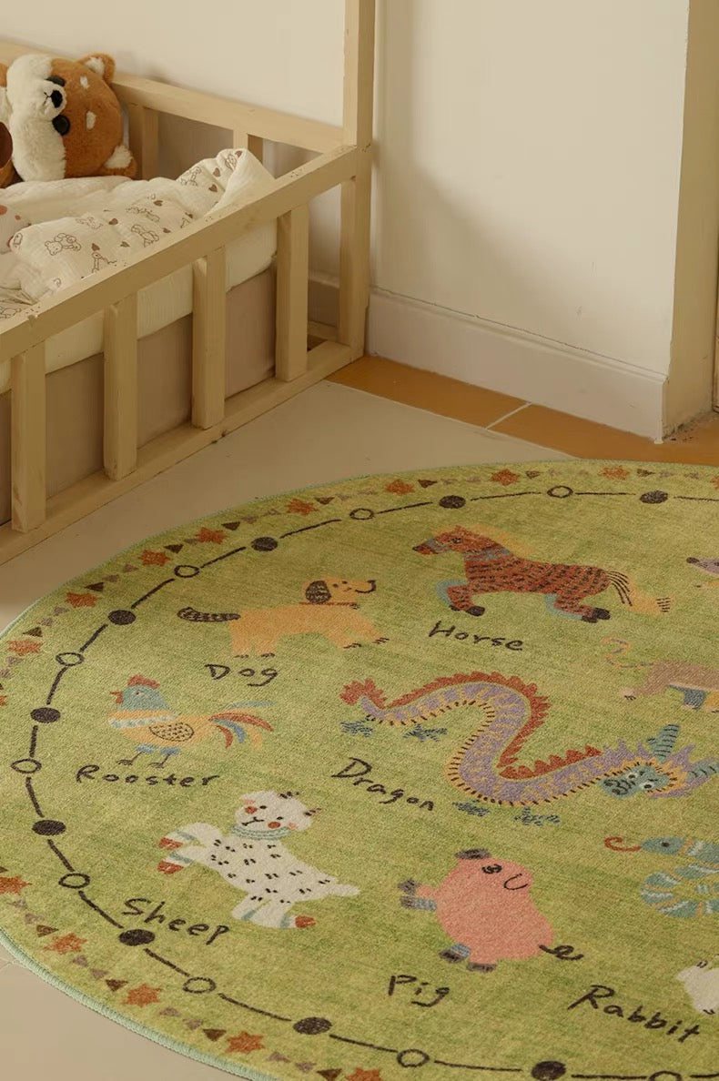 Chinese Zodiac Round Rug – A Playful Celebration of Luck and Imagination