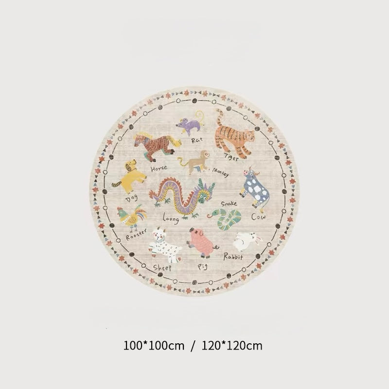 Chinese Zodiac Round Rug – A Playful Celebration of Luck and Imagination
