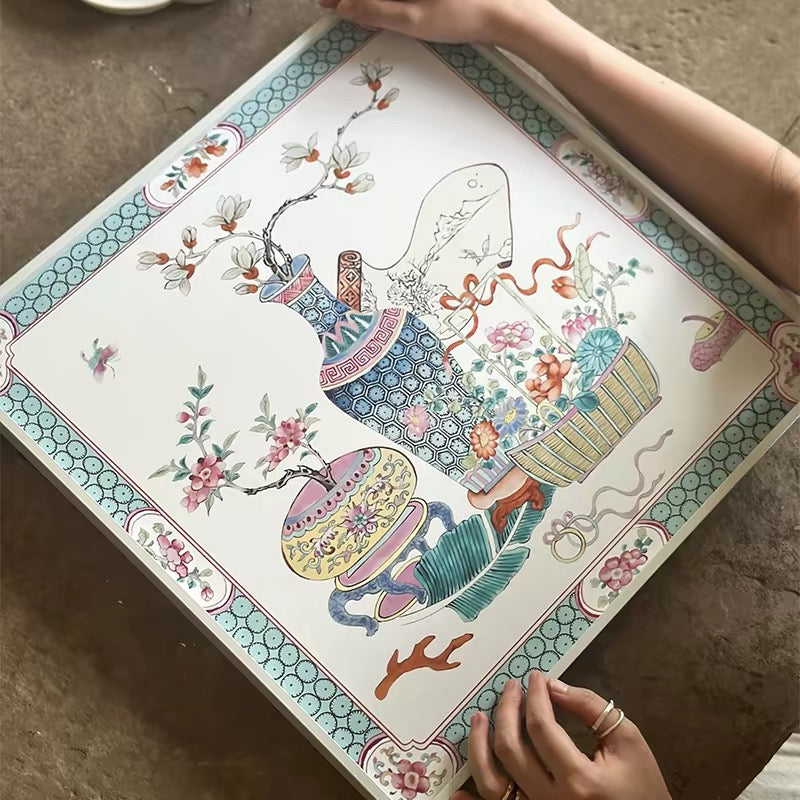 Vintage Oriental Collection Wall Art – "Prosperity Vase" and "Butterflies Among Blossoms"