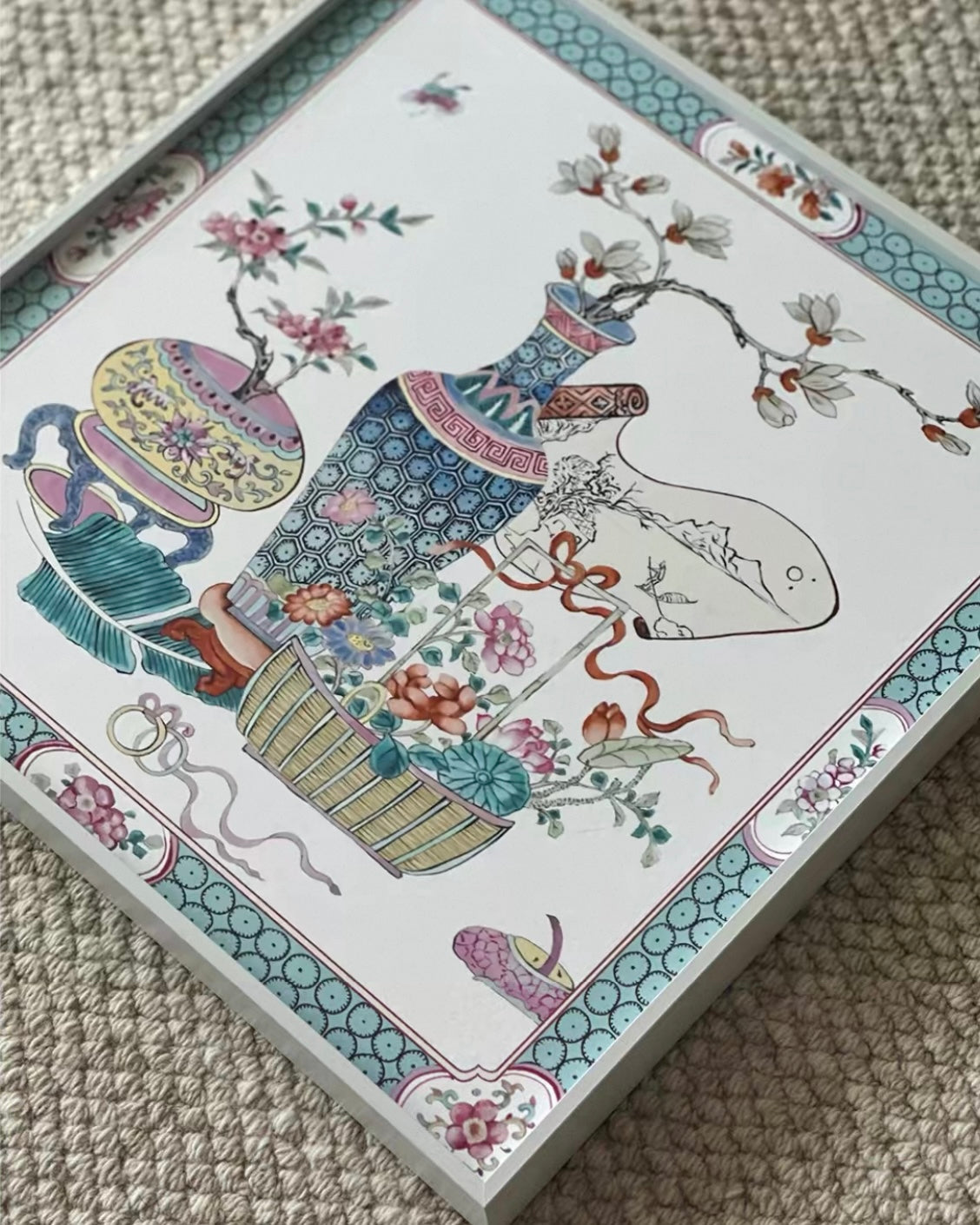Vintage Oriental Collection Wall Art – "Prosperity Vase" and "Butterflies Among Blossoms"