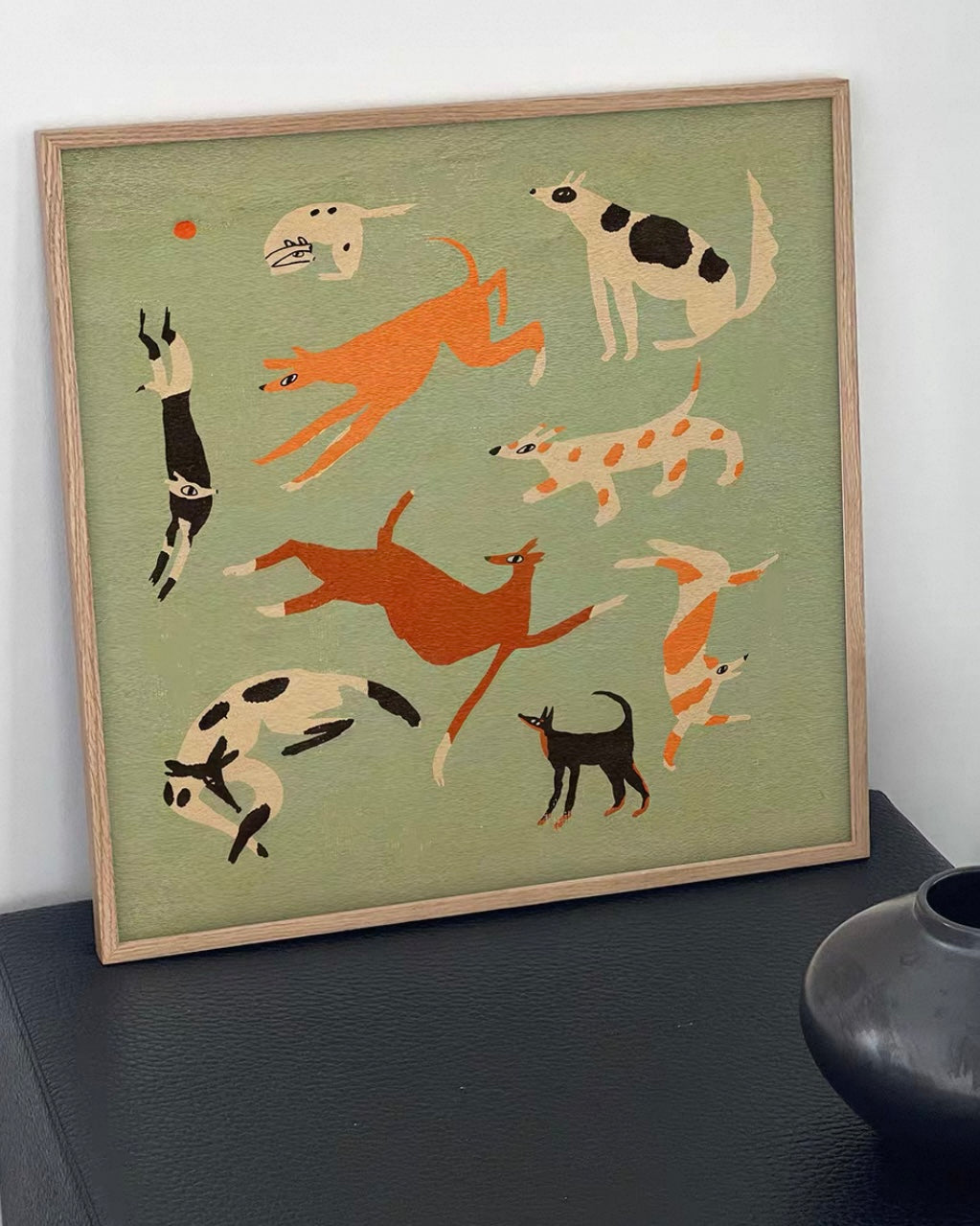 "Nine Dogs, Prosperous Home" Wall Art – A Celebration of Loyalty and Abundance
