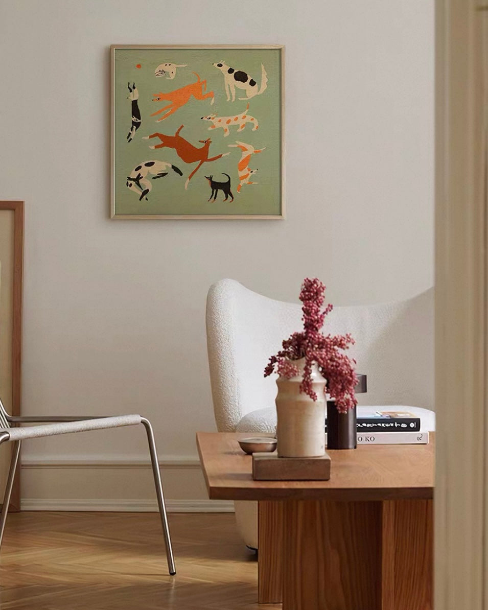 "Nine Dogs, Prosperous Home" Wall Art – A Celebration of Loyalty and Abundance