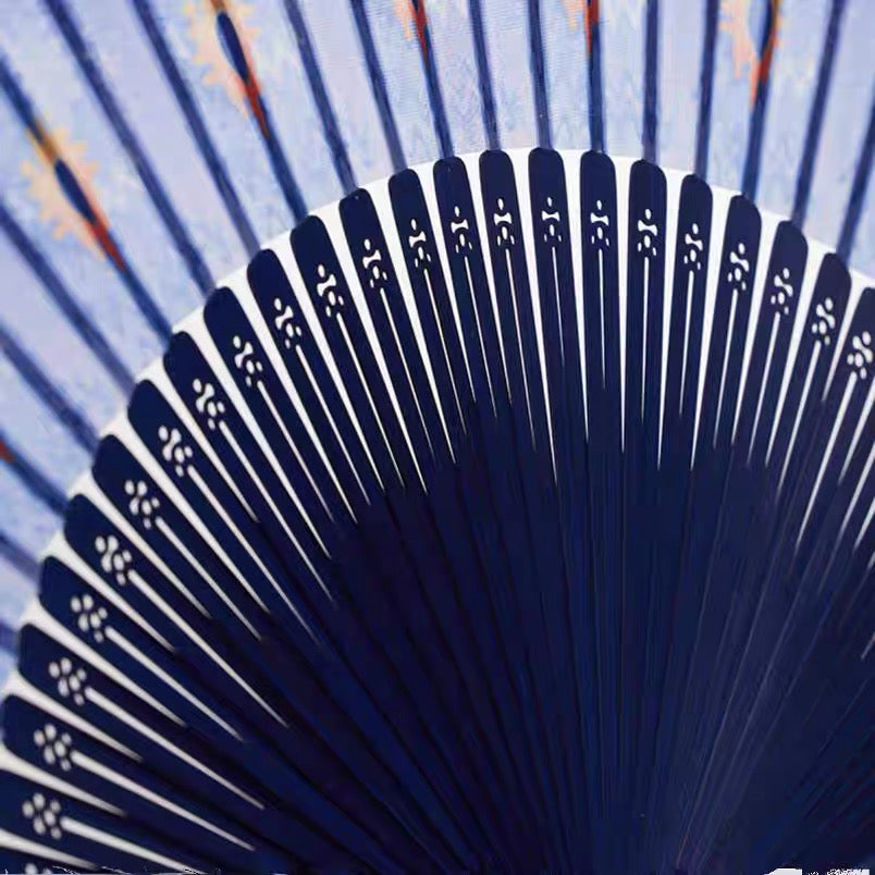 Handcrafted Silk Folding Fan – Peacock Feather Collection | Personalized Gift Edition