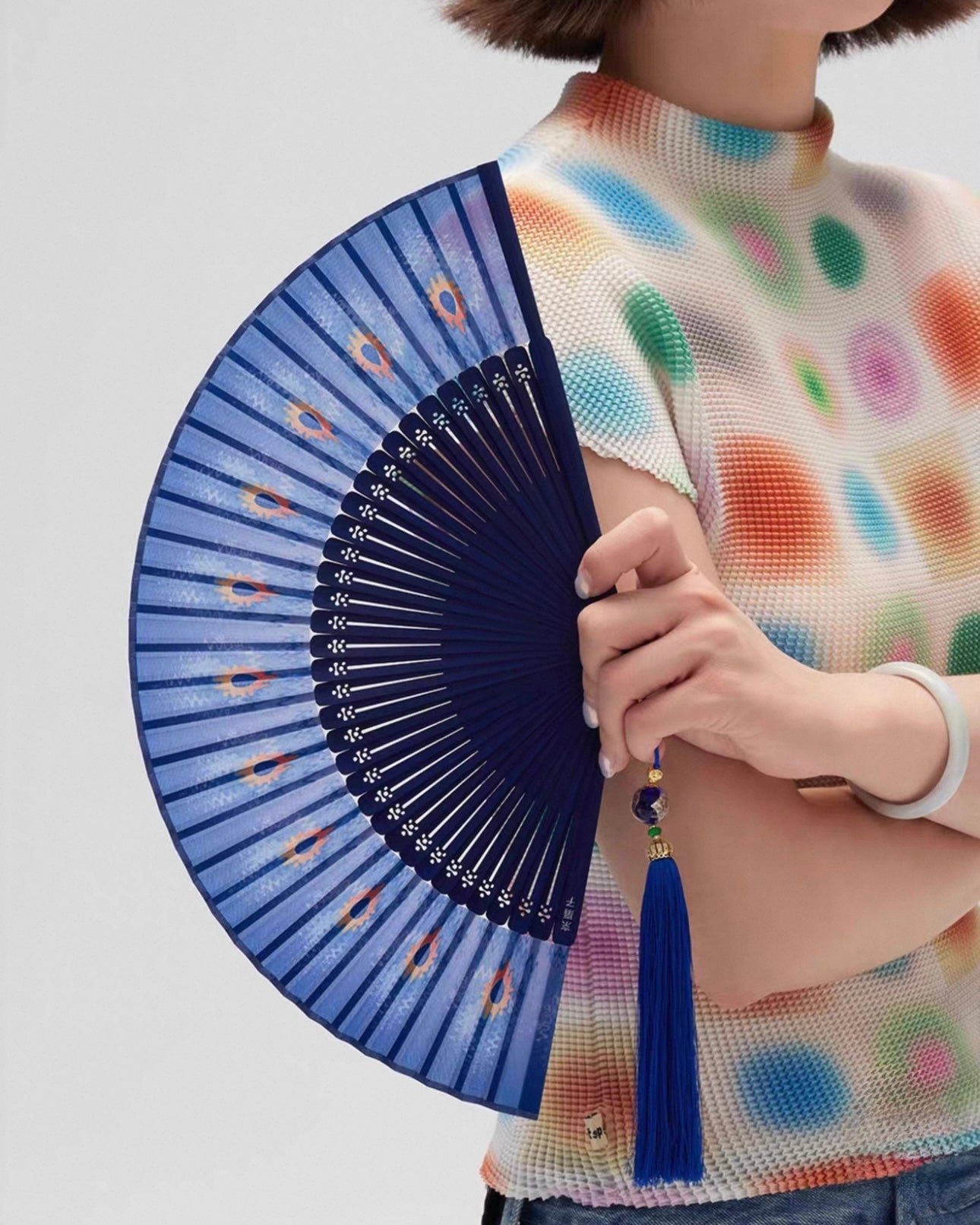 Handcrafted Silk Folding Fan – Peacock Feather Collection | Personalized Gift Edition