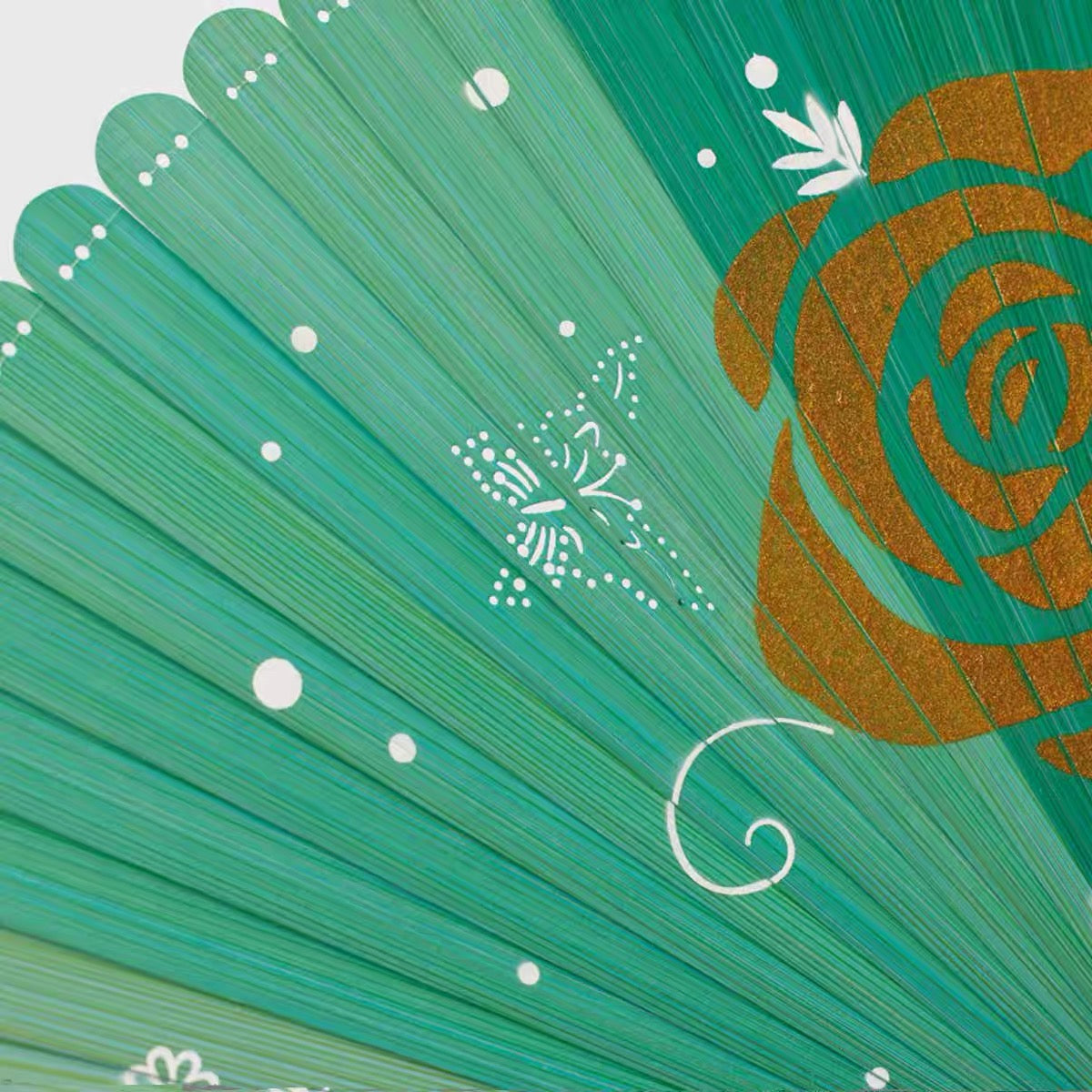 Handcrafted Rose and Snowflake Folding Fan – Lacquer-Painted Silk Fan | Personalized Gift Edition