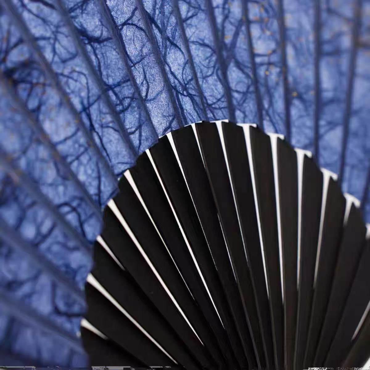 Handcrafted Ebony Folding Fan – Gilded Silk Fan with Yunlong Xuan Paper | Personalized Collector's Edition