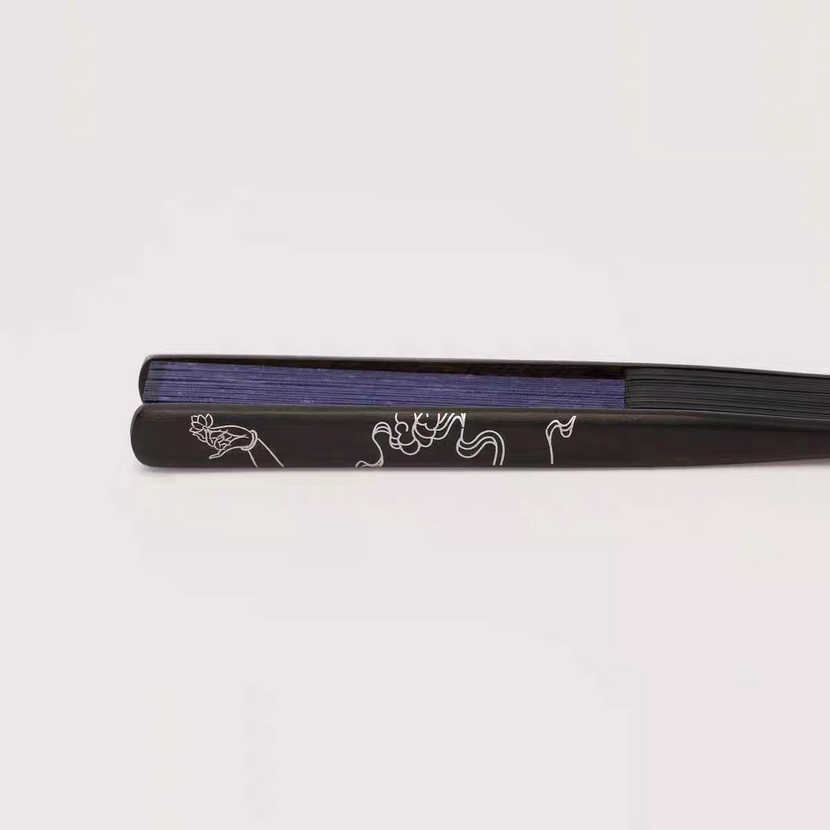 Handcrafted Ebony Folding Fan – Gilded Silk Fan with Yunlong Xuan Paper | Personalized Collector's Edition