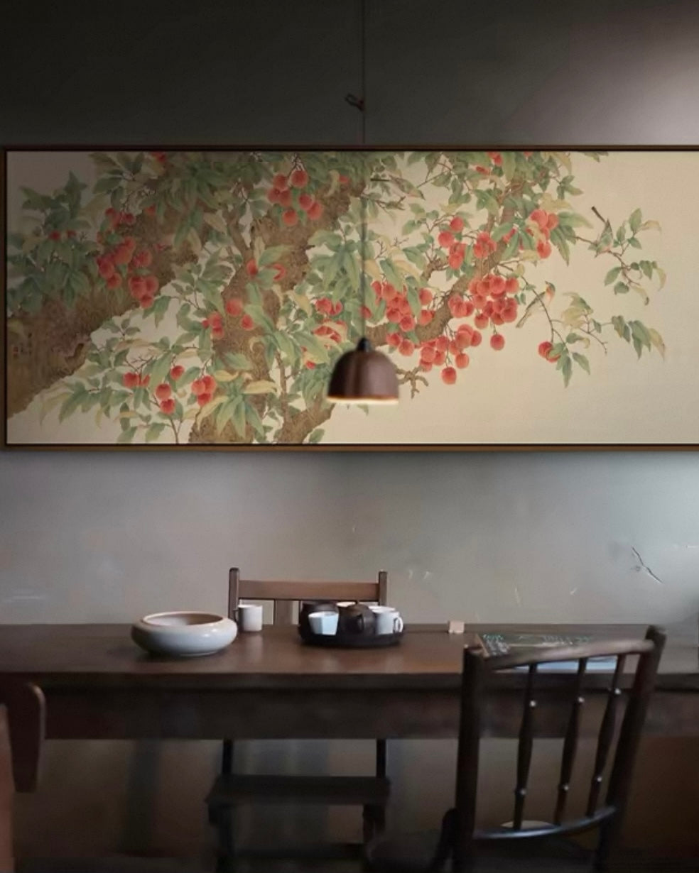 "Abundance of Lychees" Panoramic Wall Art – Museum Giclée Canvas for Luxury Interiors