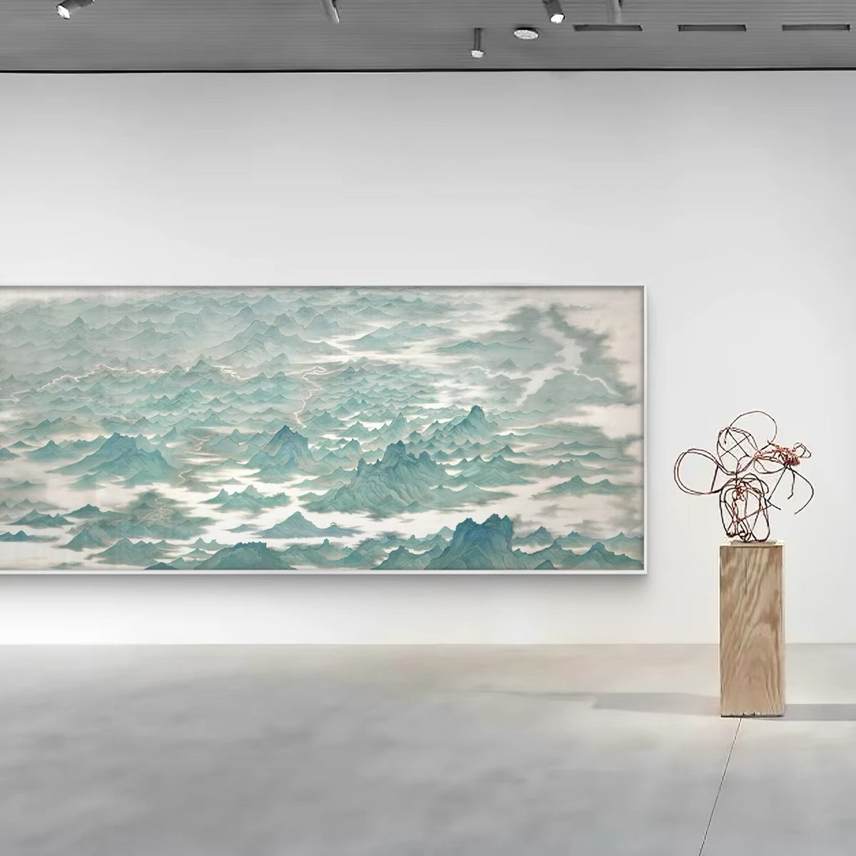 Azure Mountain Wabi-Sabi Landscape Wall Art | Zen Canvas Décor