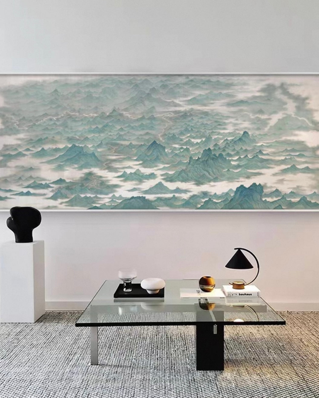 "Azure Mountain Serenity" Wabi-Sabi Landscape Wall Art – Zen Canvas for Luxury Interiors