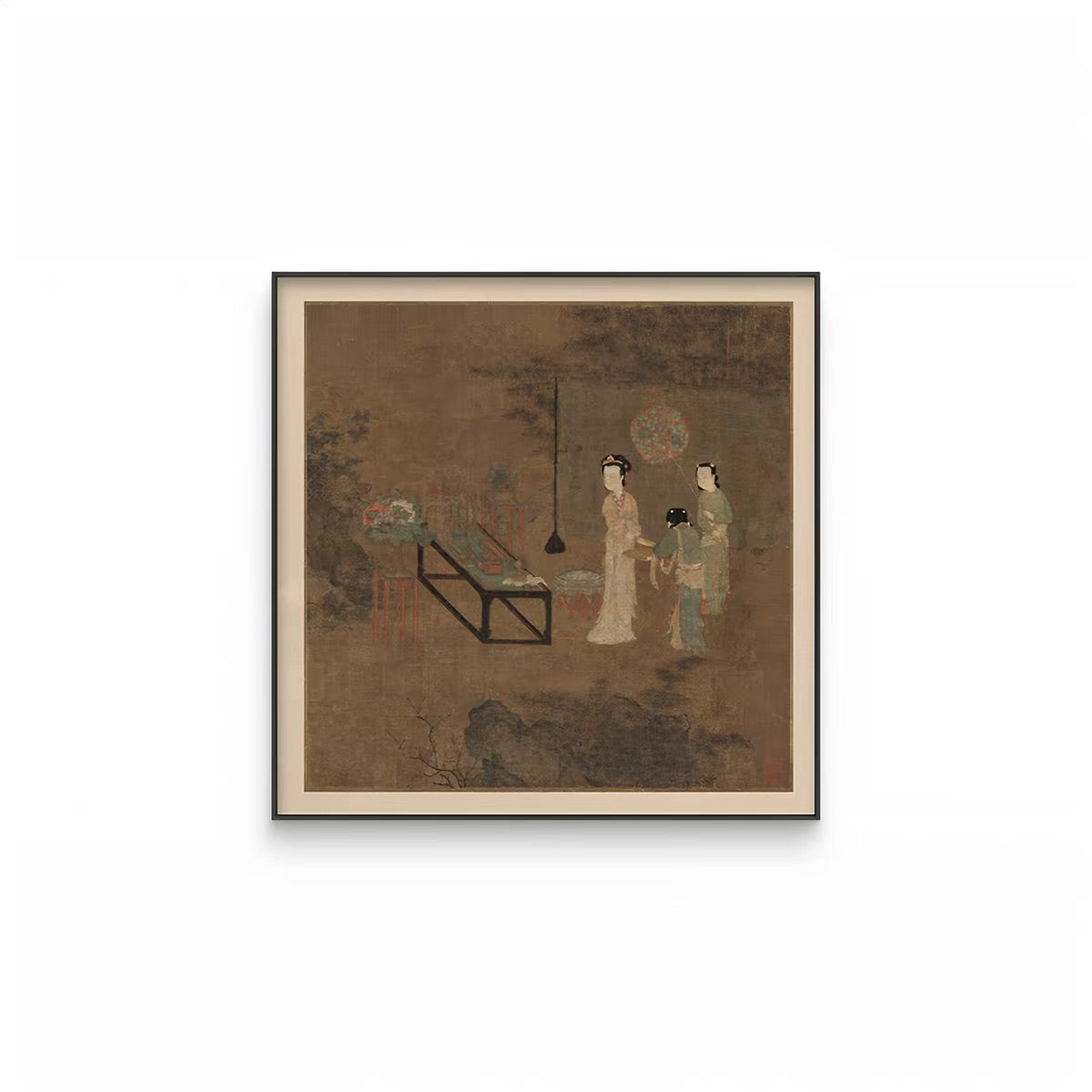 Song Dynasty Scholar Wall Art – Wabi-Sabi Literary Gallery Collection with Premium Wood Frame