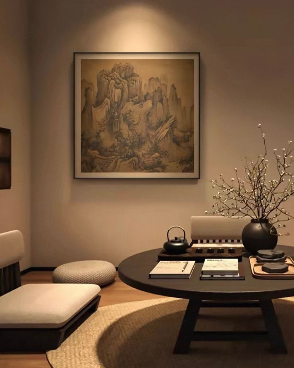 Song Dynasty Scholar Wall Art – Wabi-Sabi Literary Gallery Collection with Premium Wood Frame