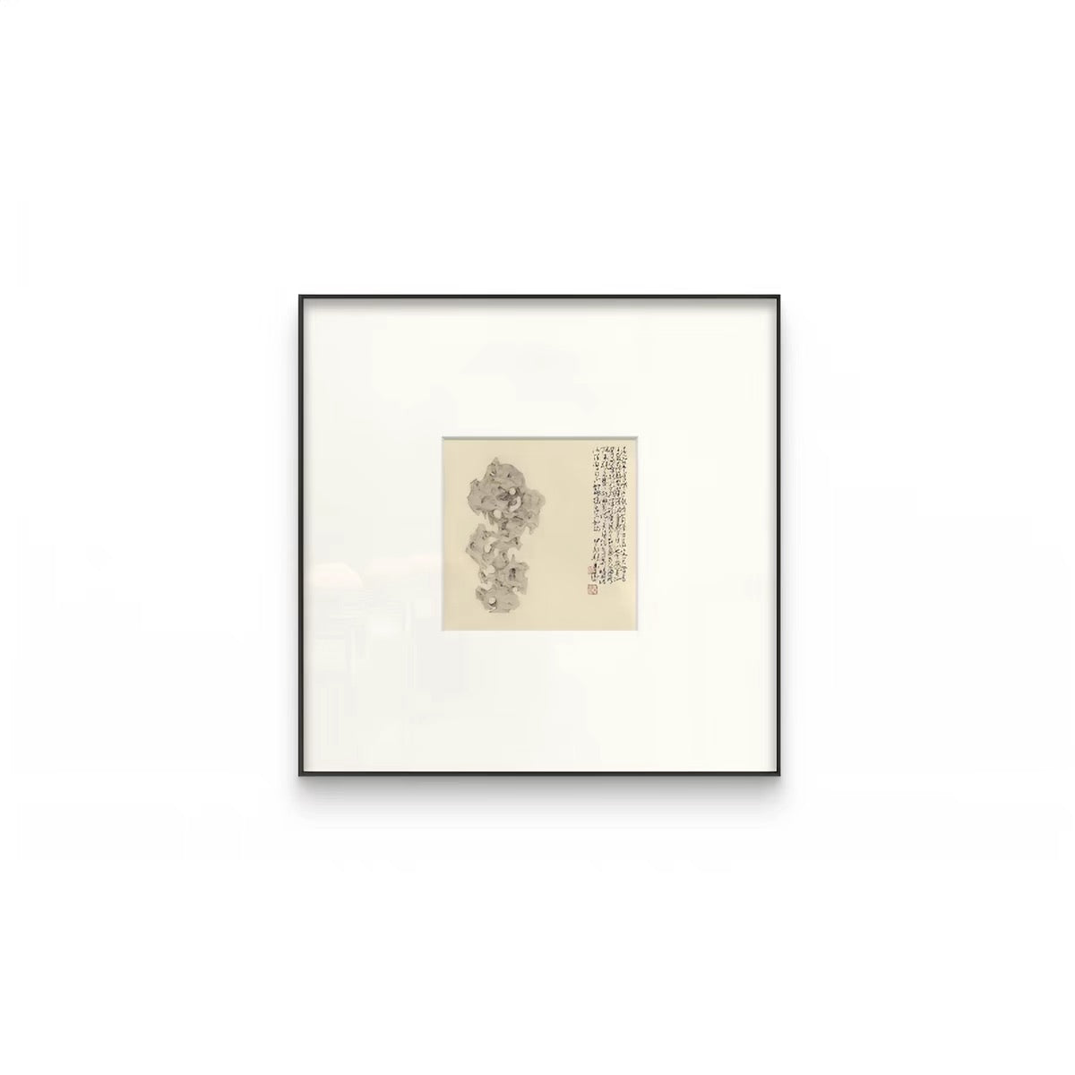 "Stone of Stillness" Wabi-Sabi Wall Art – Minimalist Stone Gallery Collection with Premium Wood Frame
