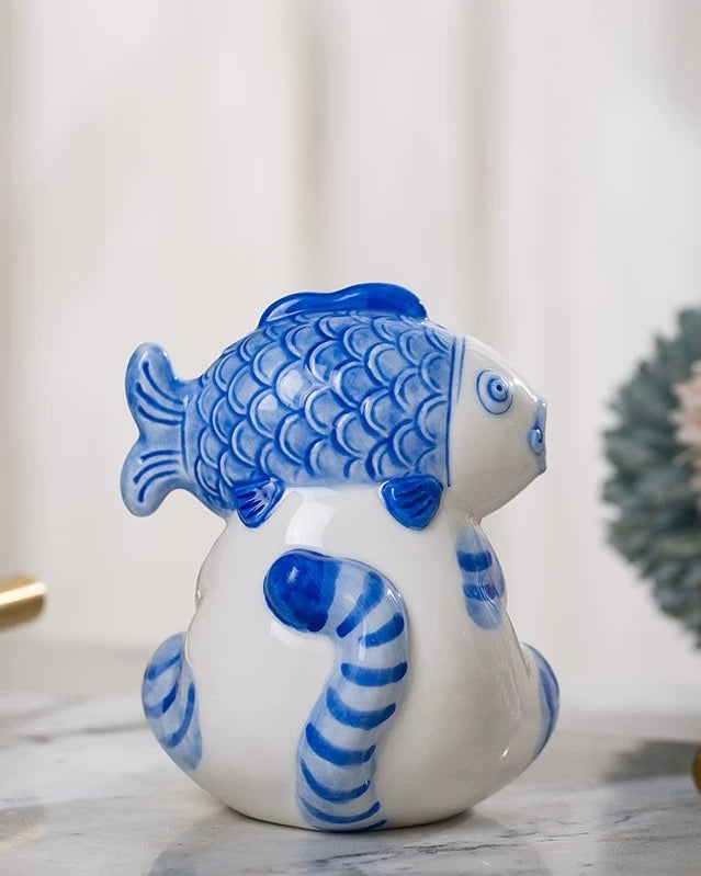 Jingdezhen Contemporary "Healing" Ceramic Cat | Cute Handcrafted Desktop Decor