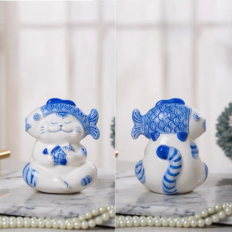 Jingdezhen Contemporary "Healing" Ceramic Cat | Cute Handcrafted Desktop Decor