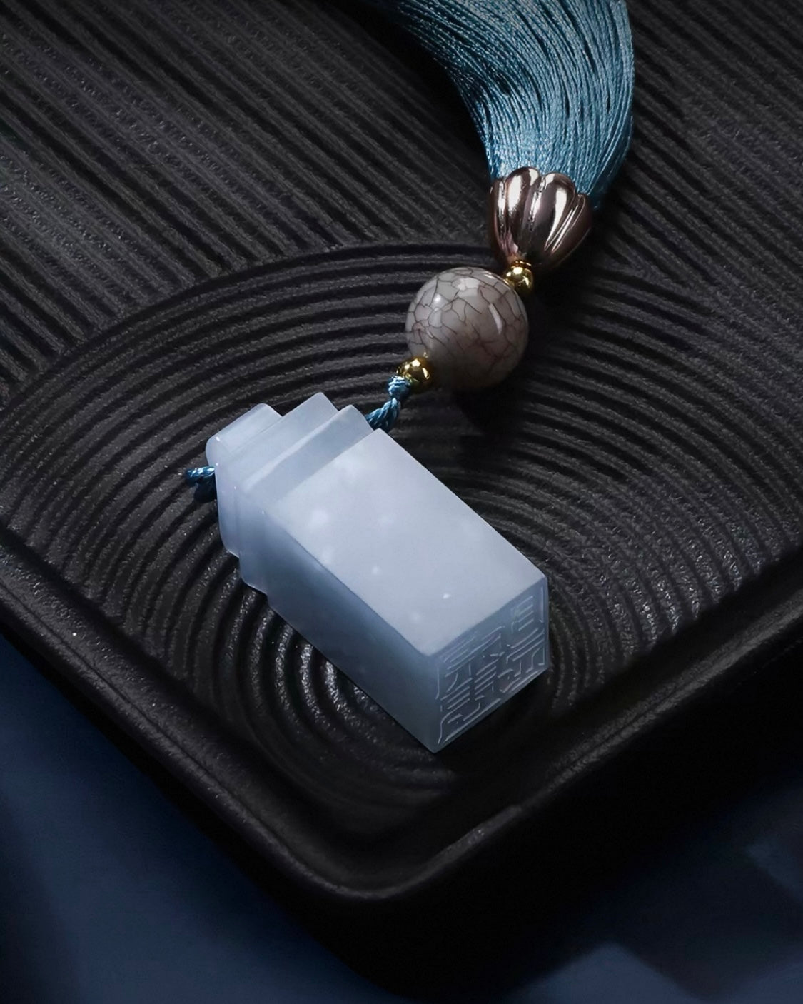 Custom Hand-Carved Sky Blue Stone Seal – Personalized Artisan Name Stamp with Premium Wooden Gift Box