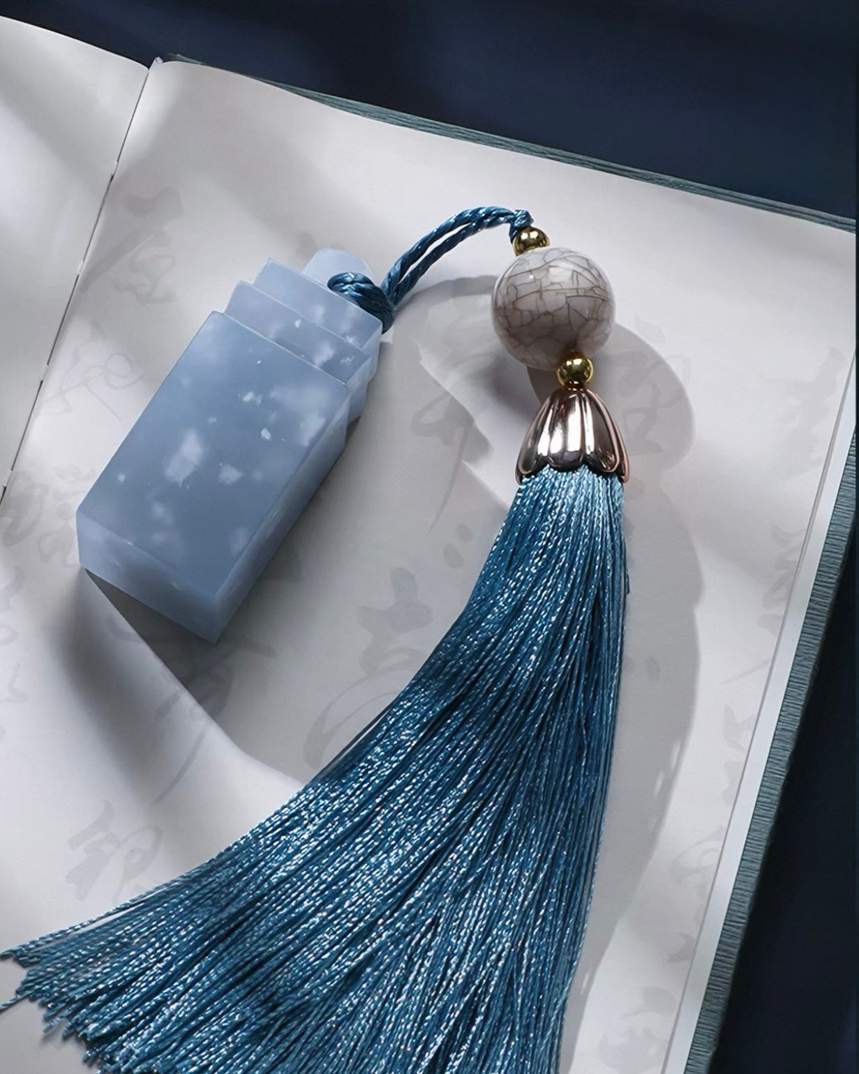 Custom Hand-Carved Sky Blue Stone Seal – Personalized Artisan Name Stamp with Premium Wooden Gift Box