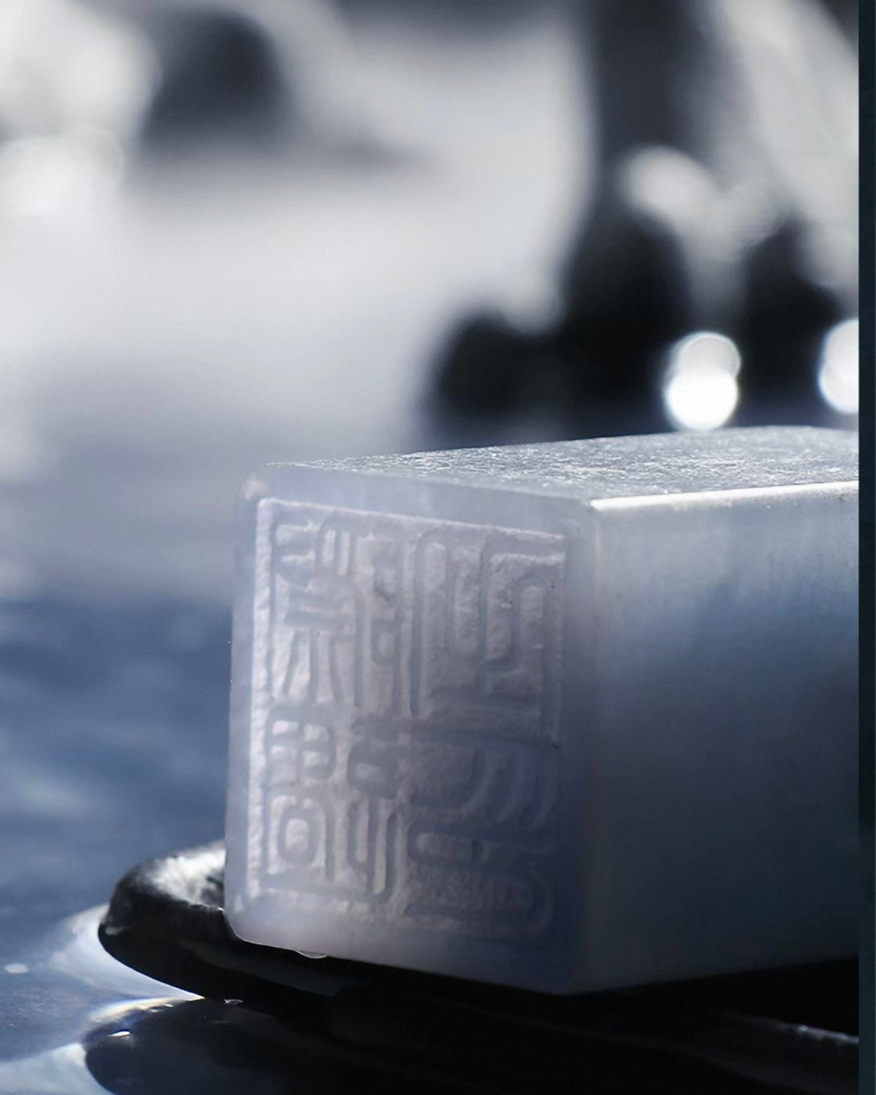 Custom Hand-Carved Sky Blue Stone Seal – Personalized Artisan Name Stamp with Premium Wooden Gift Box
