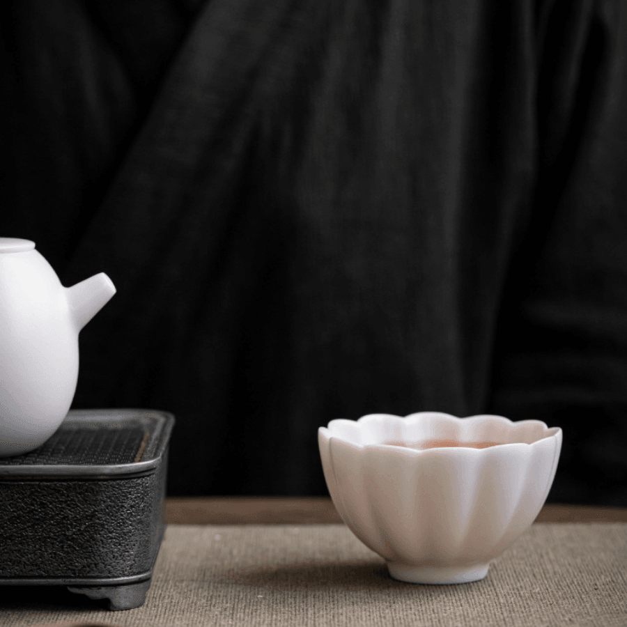 Handcrafted Ceramic Tea Cup & Mini Plate Set with Embedded Rose – Artistry in Bloom