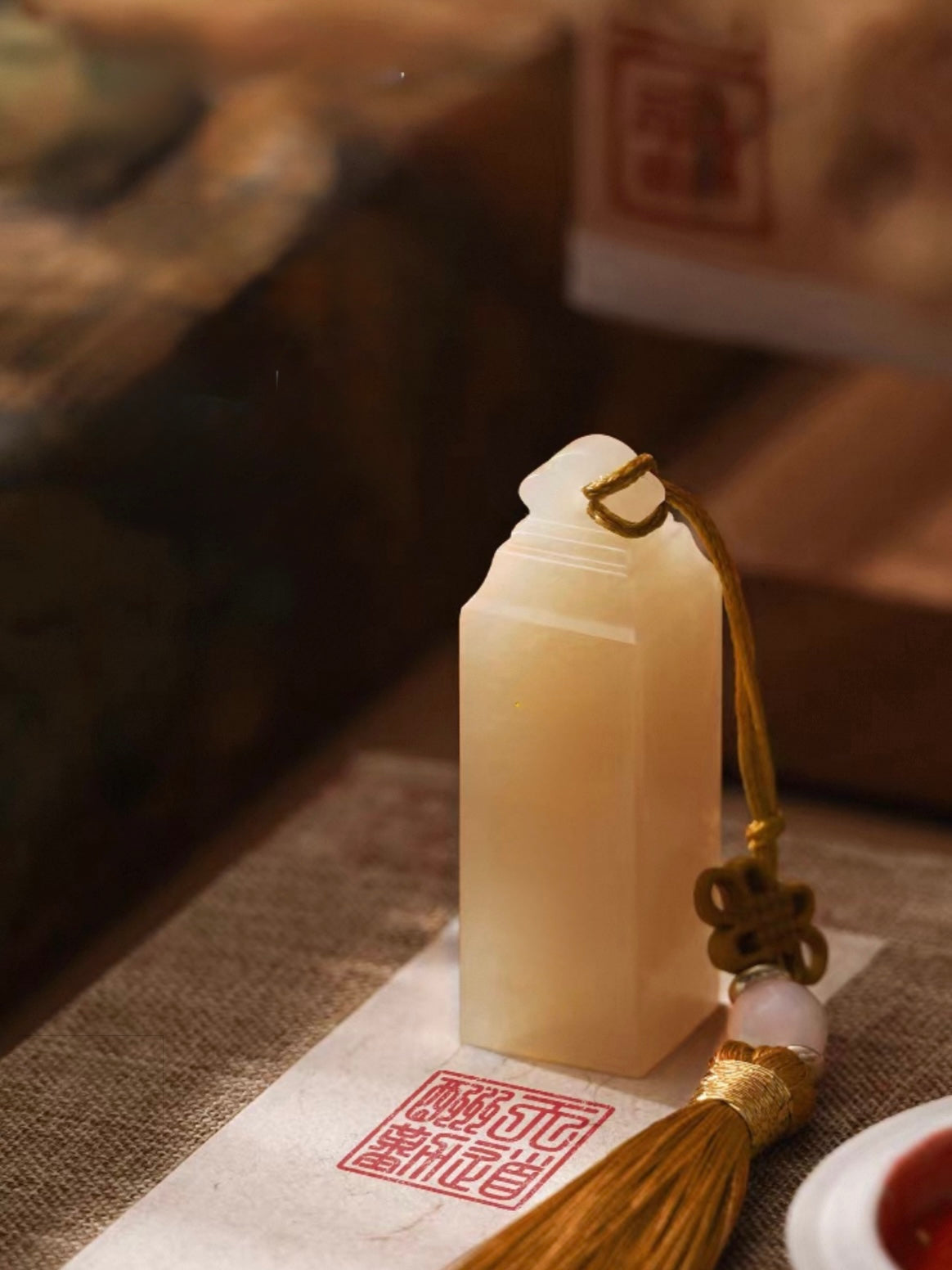 Custom Hand-Carved Yellow Jade Personal Seal – Artisan Hanko and Name Stamp